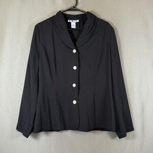 BFA Classics Long Sleeve Black Blouse Top Romantic Goth Librarian Women's 14